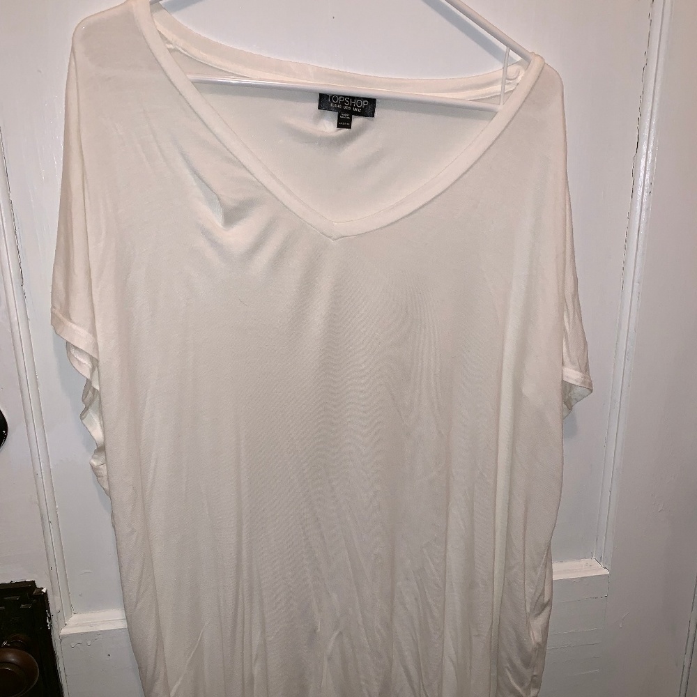 Topshop White Short-Sleeve Tunic